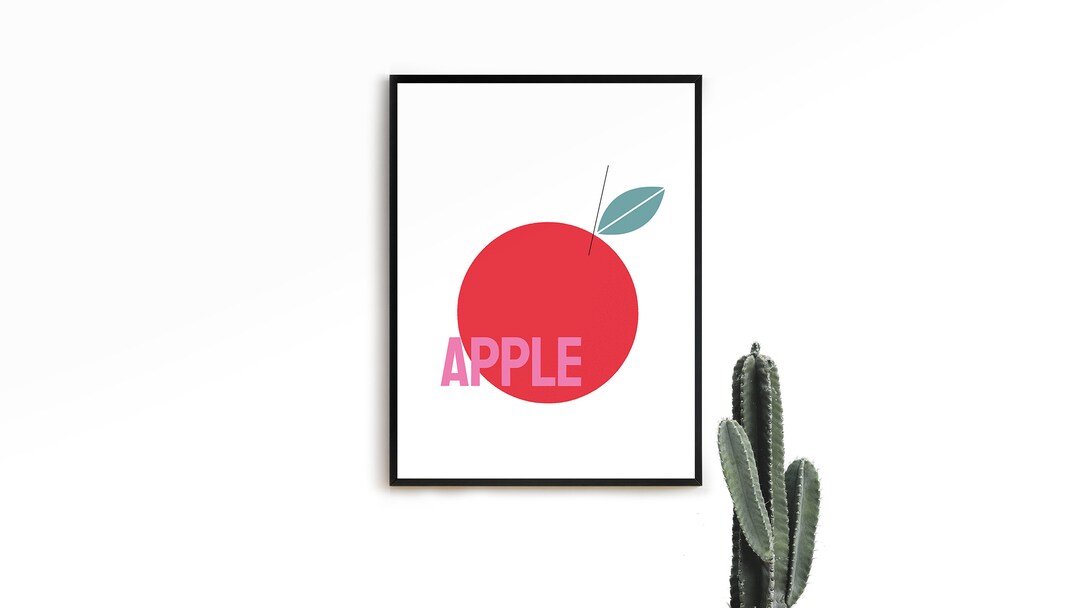 Red Apple Fruit Wall Art, Apple Fruit Poster, Kitchen Poster, Home