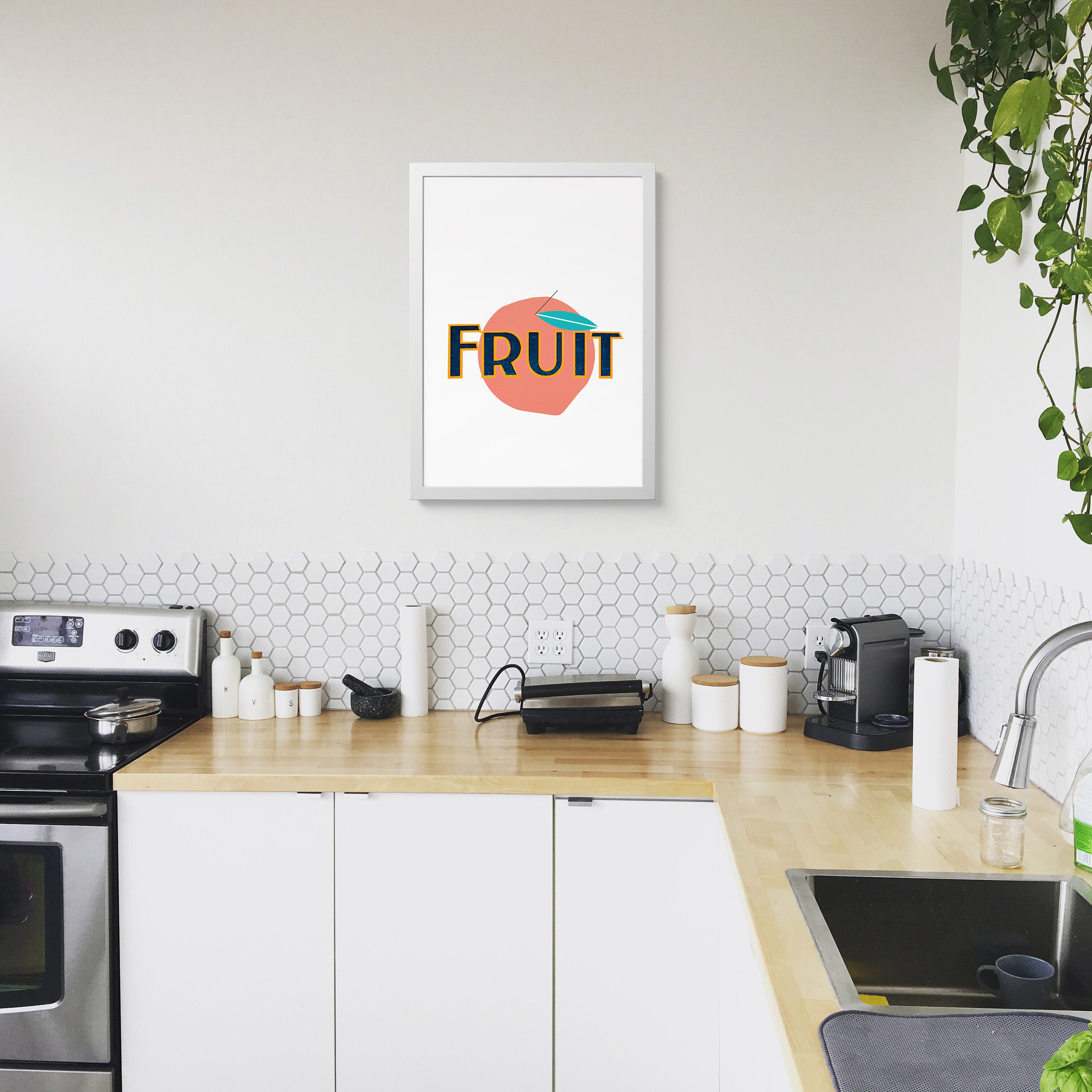 Peach Fruit Wall Art Peach Fruit Poster Kitchen Poster Home Etsy