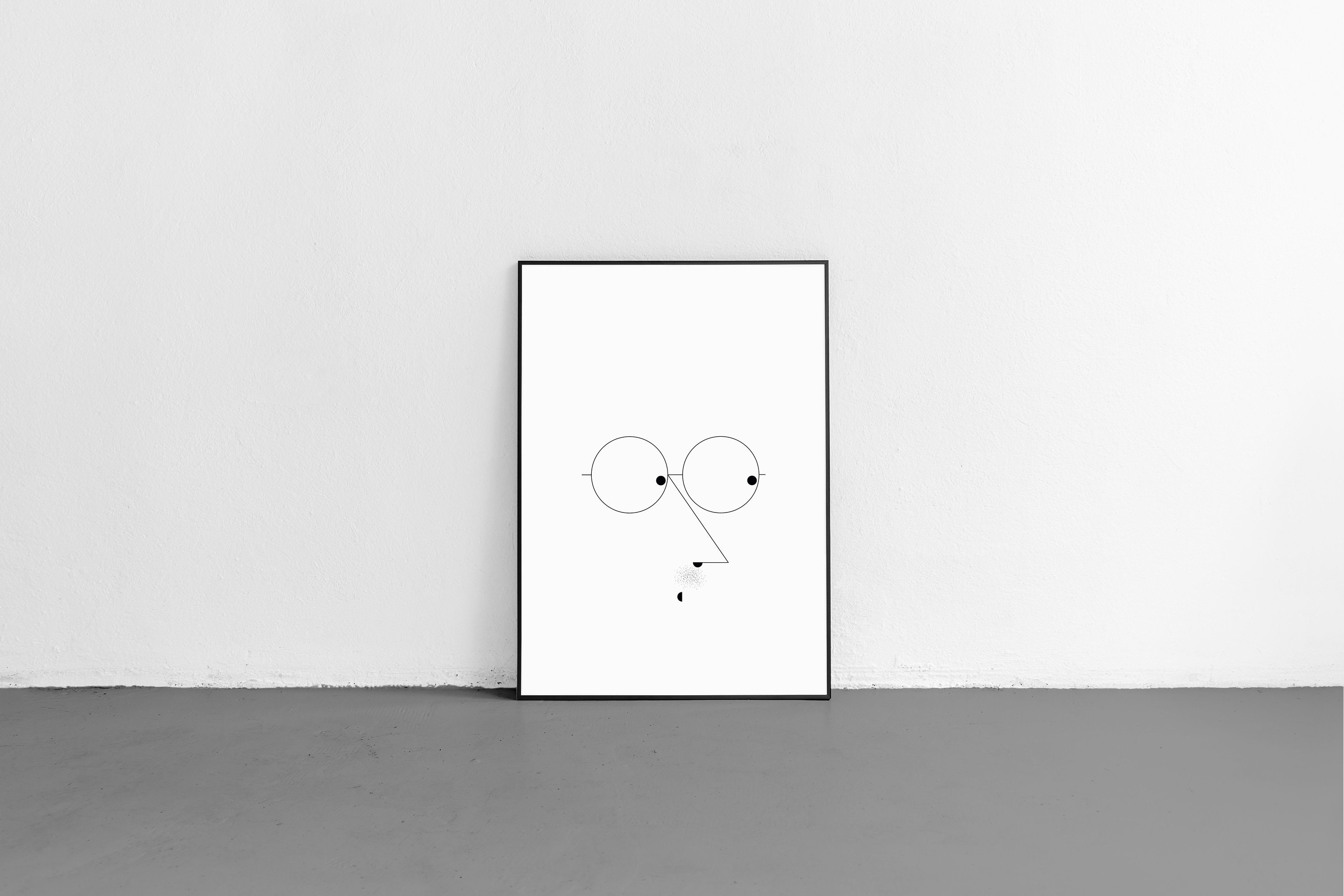 Abstract Face Wall Art, Face Illustration Poster, Caricature Face