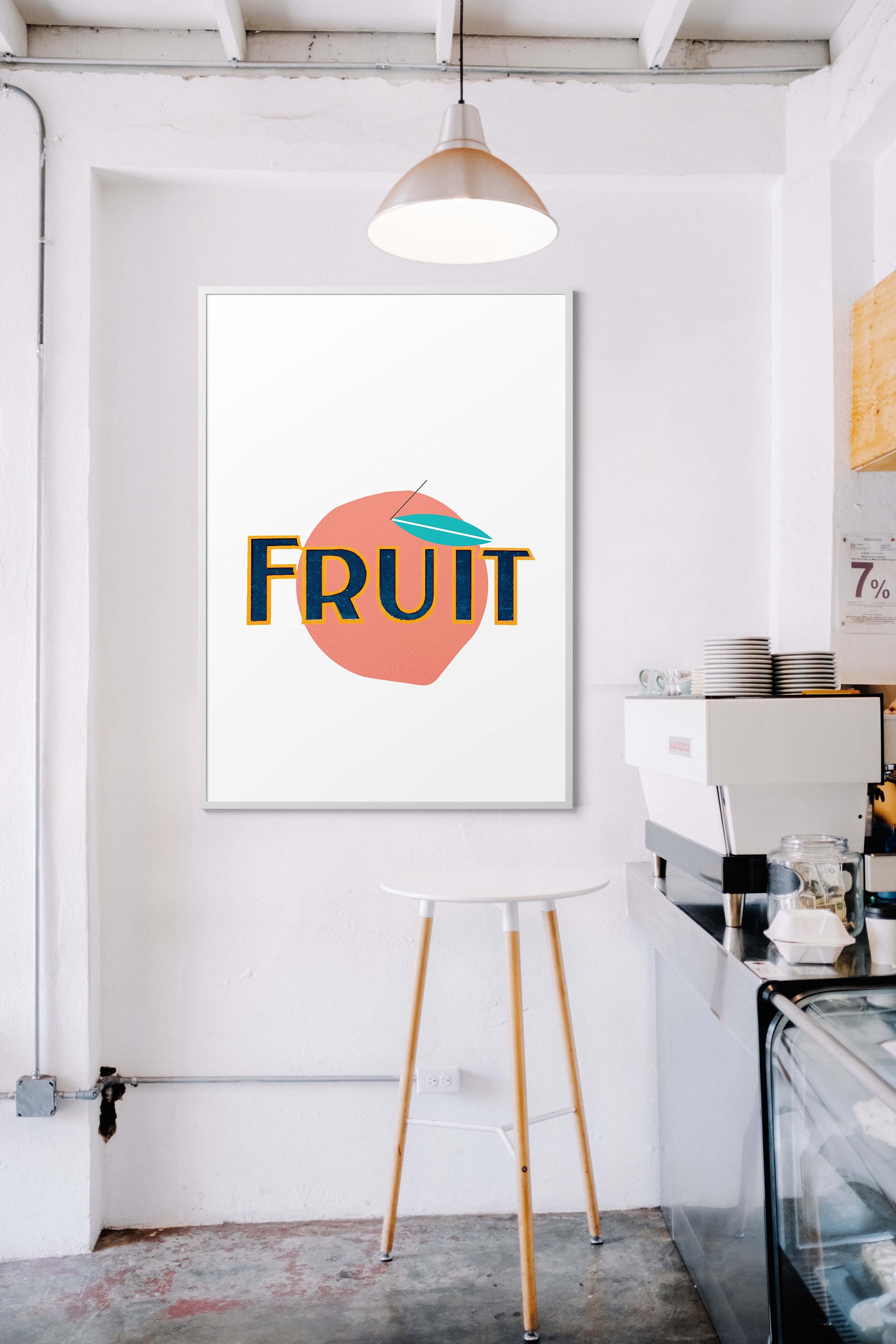 Peach Fruit Wall Art Peach Fruit Poster Kitchen Poster Home Etsy