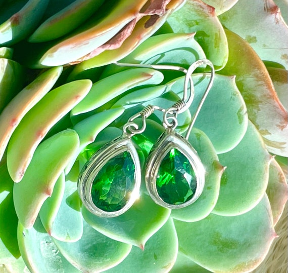 Sterling Silver 925 Bali Artisan Green Faceted Ge… - image 4