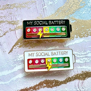 Social Battery Mood Tracker Emotion Sliding Metal Enamel Hat Pin Mental Health Novelty Brooch