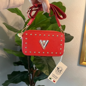 Neue Valentino Orlandi Crossbody Kameratasche Geldbeutel Schwarz Gold Hardware Mit Tags UVP 280 Italy Pink, Lavendel, Rot, Taupe, Weiß, Grau & Blau Bild 12