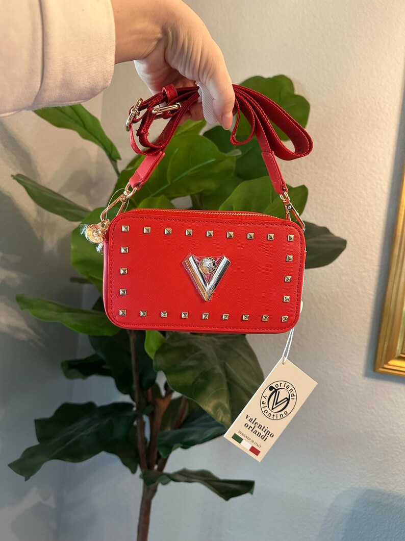 Neue Valentino Orlandi Crossbody Kameratasche Geldbeutel Schwarz Gold Hardware Mit Tags UVP 280 Italy Pink, Lavendel, Rot, Taupe, Weiß, Grau & Blau Bild 12