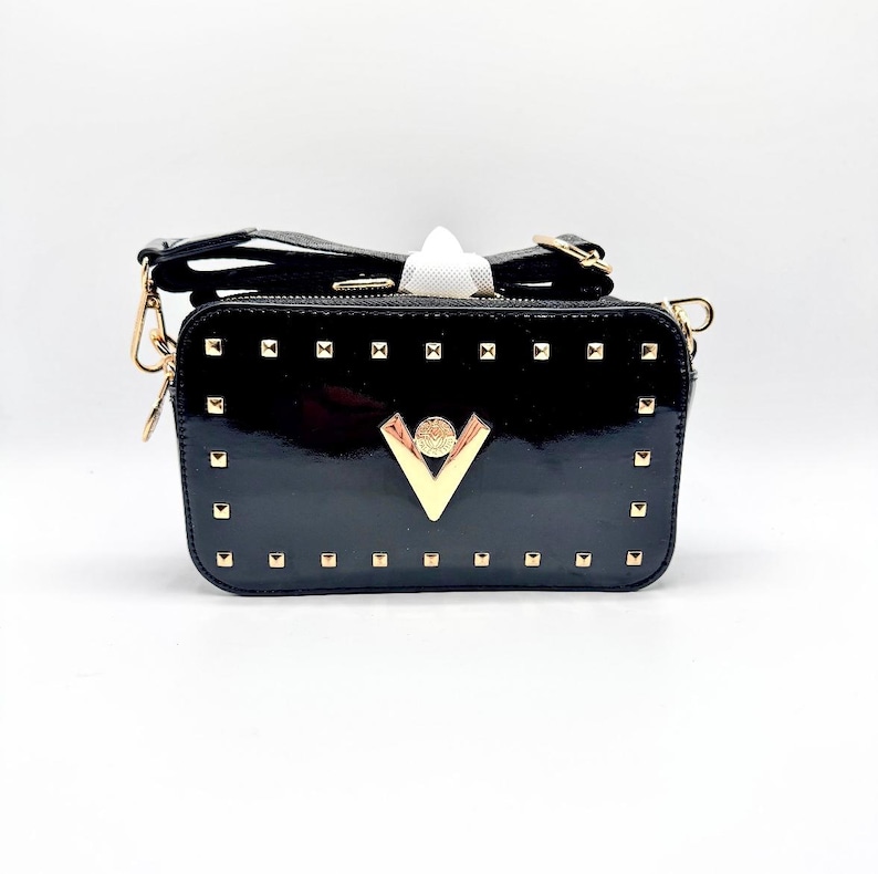 Neue Valentino Orlandi Crossbody Kameratasche Geldbeutel Schwarz Gold Hardware Mit Tags UVP 280 Italy Pink, Lavendel, Rot, Taupe, Weiß, Grau & Blau Bild 8