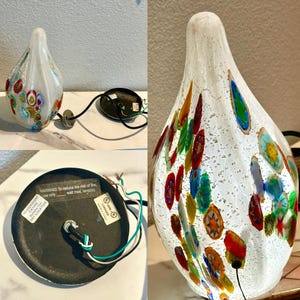 Murano Millefiori Art Glass Pendant Light Shade 11” Hand Blown Italy Lamp