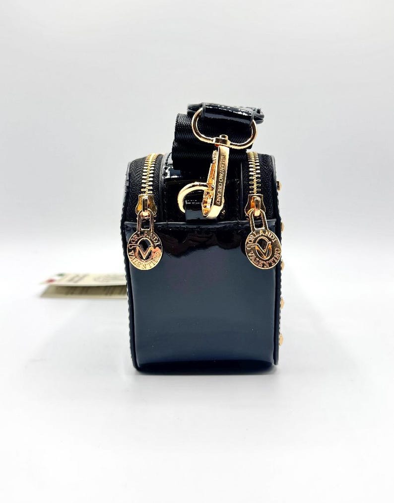Neue Valentino Orlandi Crossbody Kameratasche Geldbeutel Schwarz Gold Hardware Mit Tags UVP 280 Italy Pink, Lavendel, Rot, Taupe, Weiß, Grau & Blau Bild 10