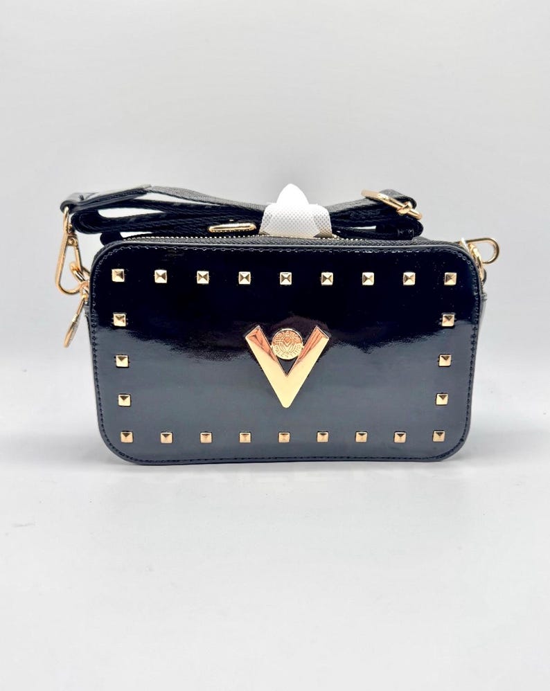Neue Valentino Orlandi Crossbody Kameratasche Geldbeutel Schwarz Gold Hardware Mit Tags UVP 280 Italy Pink, Lavendel, Rot, Taupe, Weiß, Grau & Blau Bild 4