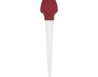 New Good Cook 10800, tube en caoutchouc rouge transparent, poire à égoutter durable et résistante à la chaleur, 11,5 po.