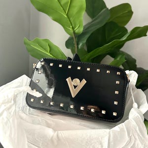 Neue Valentino Orlandi Crossbody Kameratasche Geldbeutel Schwarz Gold Hardware Mit Tags UVP 280 Italy Pink, Lavendel, Rot, Taupe, Weiß, Grau & Blau Bild 7