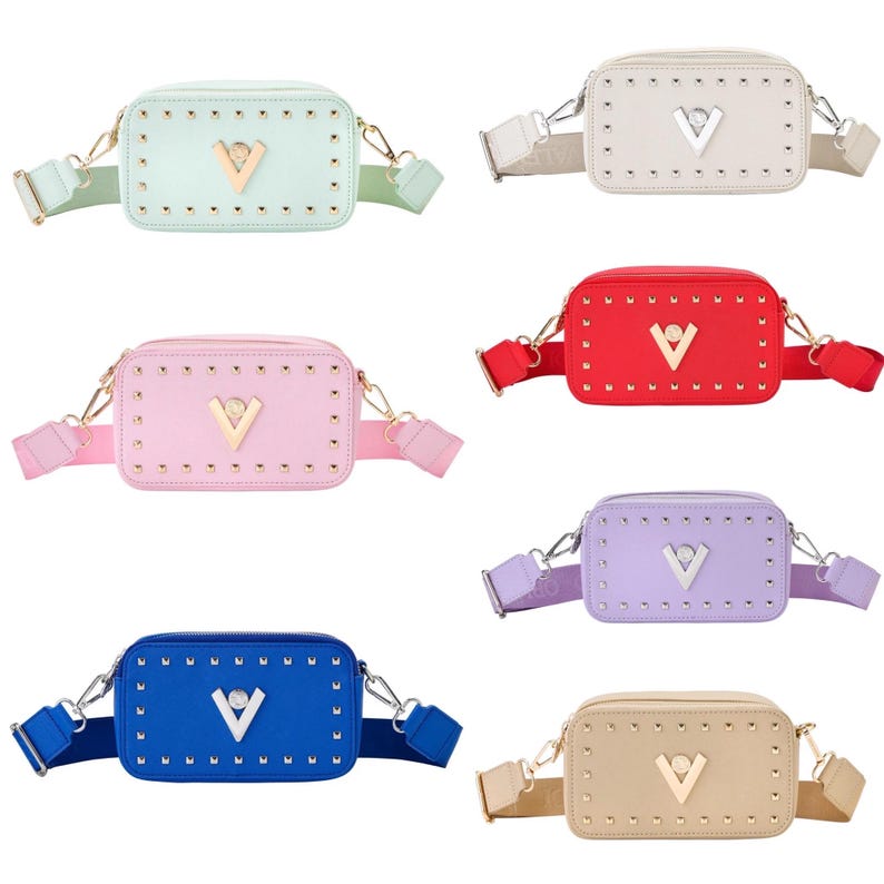 Neue Valentino Orlandi Crossbody Kameratasche Geldbeutel Schwarz Gold Hardware Mit Tags UVP 280 Italy Pink, Lavendel, Rot, Taupe, Weiß, Grau & Blau Bild 11