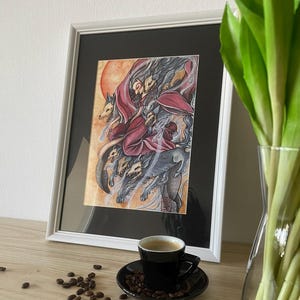 Tirage d'art "Dawn - Yuna, the Moon Kitsune" - Affiche A4 ou carte postale A6