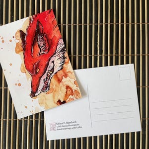 Tirage d’art « Vieux Renard » – Tirage d’art original sur carte postale A6
