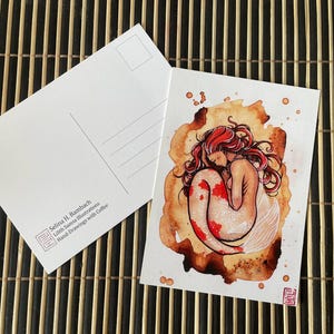 Kunstdruck „Die Koi Meerjungfrau“ – Original DIN A6 Postkarte
