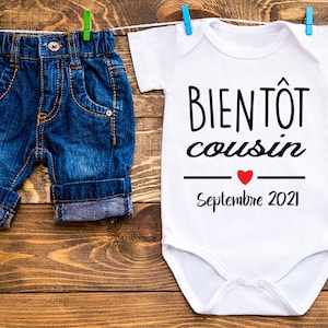 Tshirt cousin bientot, tshirt va être bientôt cousin, tshirt cousin, tshirt annonce grossesse, papi, future mamie, future tante, france image 4