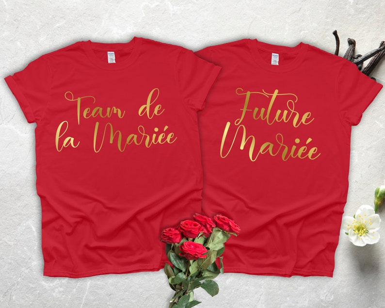 T-shirt Evj, t-shirt de mariée d'équipe personnalisé, t-shirt de bride, t-shirt assorti de mariage, t-shirt de mariée d'équipe, t-shirt EVJF pour l'équipe de mariée, équipe de mariée Red