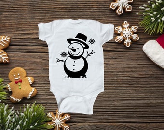 Sneeuwpop tshirt, Sneeuw tshirt, kinderen winter tshirt, Peuter & Kids kleding, Grappige Kerst T Shirt, Gepersonaliseerde baby bodysuit, baby body suit