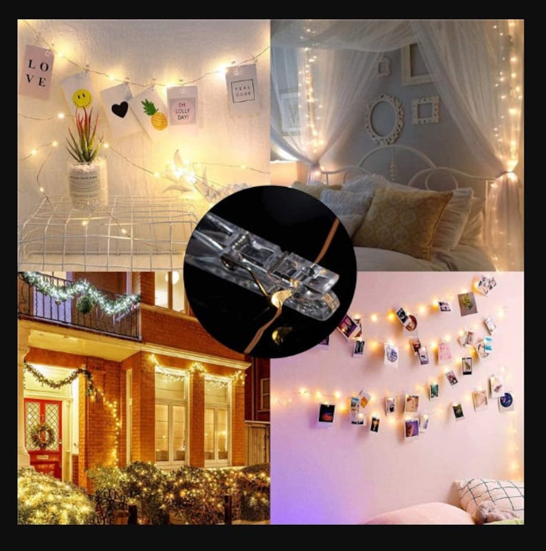 50 LED String Lights 30 Photo Clips Fairy Lights Etsy