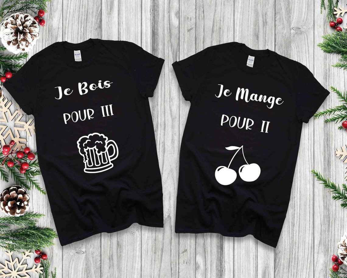 Annonce grossesse tshirt couple je bois pour 3 je mange pour Etsy