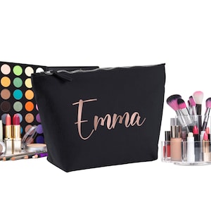Sacs de maquillage personnalisés en or rose, texte personnalisé, cadeaux maman, tata, pochette personnalisée, cadeaux pour petite amie, cadeaux pour filles, cadeaux de fête des mères
