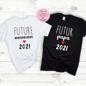 Announcement pregnancy t-shirt couple, futur papi, future mamie, future parents, futur cousin,cousine,tata,papa,maman,soeur,frère, France