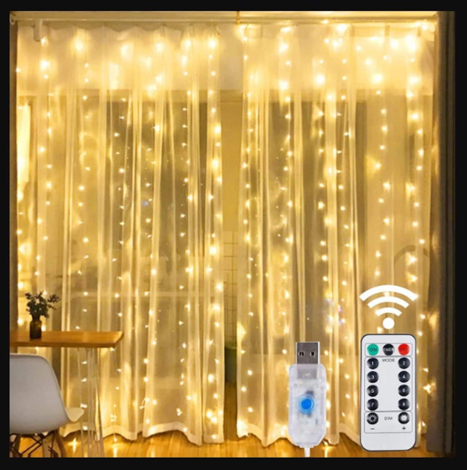 LED Curtain Fairy Lights Remote Controled Christmas Garland Etsy