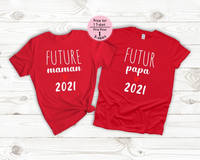 Ankündigung Schwangerschaft T-Shirt Paar, futur papi, zukünftige mamie, zukünftige eltern, futur cousin,cousine,tata,papa,maman,soeur,frère, France Bild 5