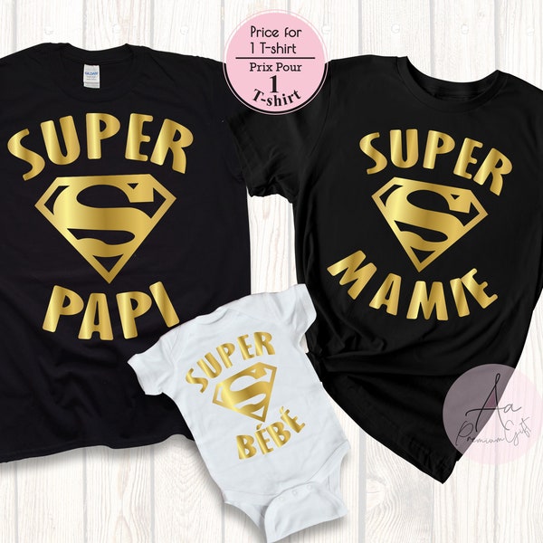 Pregnancy announcement t-shirt couple, futur papi, future mamie, futur parents, futur cousin, papi, mamie, Personalized tshirt and bodysuit