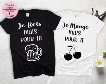 Annonce grossesse, T-shirt annonce grossesse couple je bois pour 3, je mange pour 2,futur papa,future maman,futurs parents,annonce de grossesse