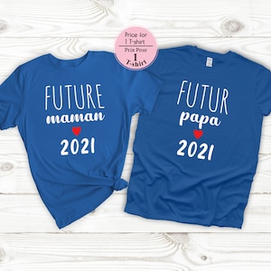 Ankündigung Schwangerschaft T-Shirt Paar, futur papi, zukünftige mamie, zukünftige eltern, futur cousin,cousine,tata,papa,maman,soeur,frère, France Bild 7