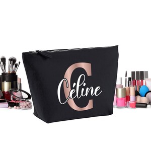 Sacs de maquillage personnalisés en or rose, texte personnalisé, cadeaux maman, tata, pochette personnalisée, cadeaux pour petite amie, cadeaux pour filles, cadeaux de fête des mères image 2