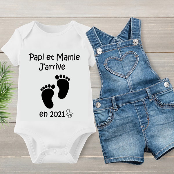 Announcement pregnancy t-shirt, personalised tshirt, body for baby, tata, gifts for baby,future maman, bientot maman, papi et mamie,France