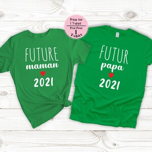 Ankündigung Schwangerschaft T-Shirt Paar, futur papi, zukünftige mamie, zukünftige eltern, futur cousin,cousine,tata,papa,maman,soeur,frère, France Bild 6