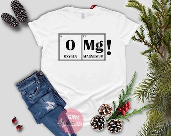 OMG camiseta divertida de la ciencia, camisa de elementos químicos, OMG el elemento de la sorpresa, camiseta oxígeno magnesio camisa geek divertido, camisetas de mesa periódicas