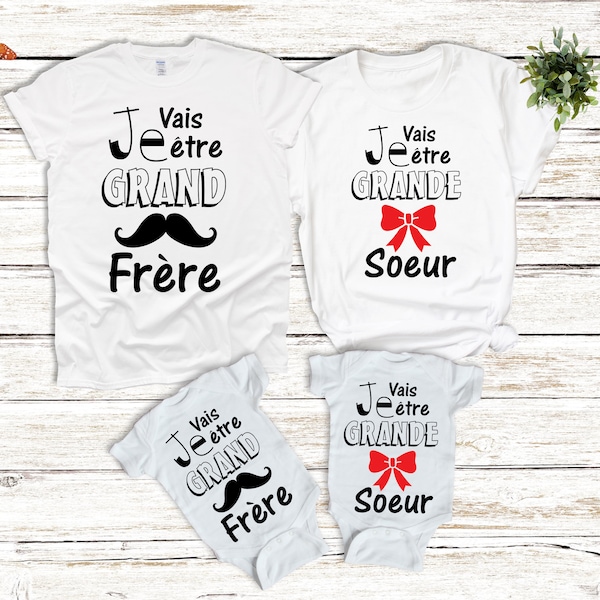 Grand Frere tshirt, going to be big brother tshirt, Big sister tshirt, pregnancy announcement tshirt, future Sister, Personalised Tshirt