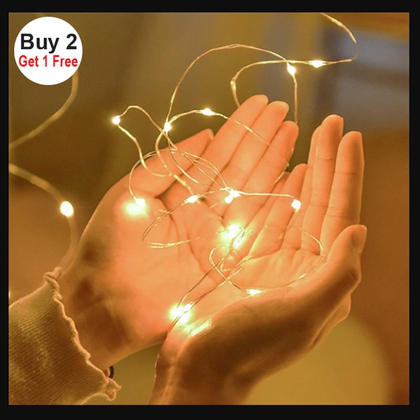 Fairy String 50 Warm White LED Christmas Garland Lights,USB Operated Party,Garden, Indoor-Outdoor,Wedding Room Decor France,Buy 2 Get 1 Free