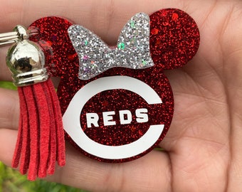 Cincinnati Reds Baseball Button Charm Badge Reel