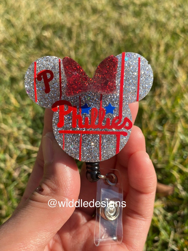 Philadelphia Phillies baseball badge reel and keychain