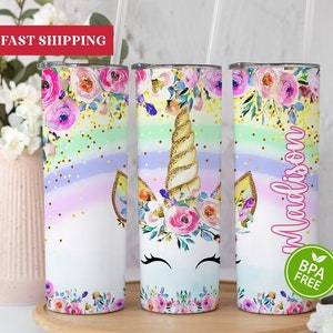 Personalized Unicorn Tumbler, Unicorn Gifts For Women, Unicorn Tumbler With Straw, Unicorn Gifts For Girls, Unicorn Cup With Straw