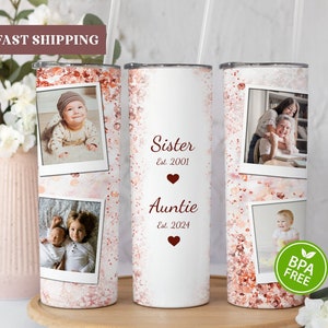 Sister To Auntie Tumbler, Sister to Auntie Pregnancy Announcement, Promoted to Aunt Gift, Sister Pregnancy Announcement Cup, New Aunt Gift image 1