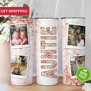 Auntie Tumbler With Pictures, Auntie Cup With Photos, Auntie Gift From Niece and Nephew, Auntie Tumbler Personalized
