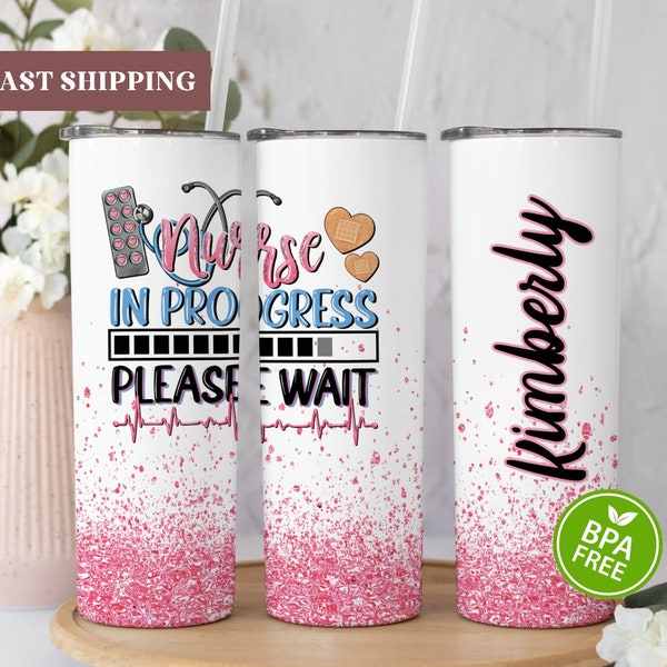 Nurse In Progress Tumbler Personalized, Future Nurse Gifts, Future Nurse Cup, Nursing Student Tumbler, Nursing Student Gift For Women