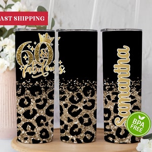 Personalized Sixty And Fabulous Tumbler, 60th Birthday Gifts For Women, 60th Birthday Tumbler Cup With Straw, 60th Milestone Tumbler