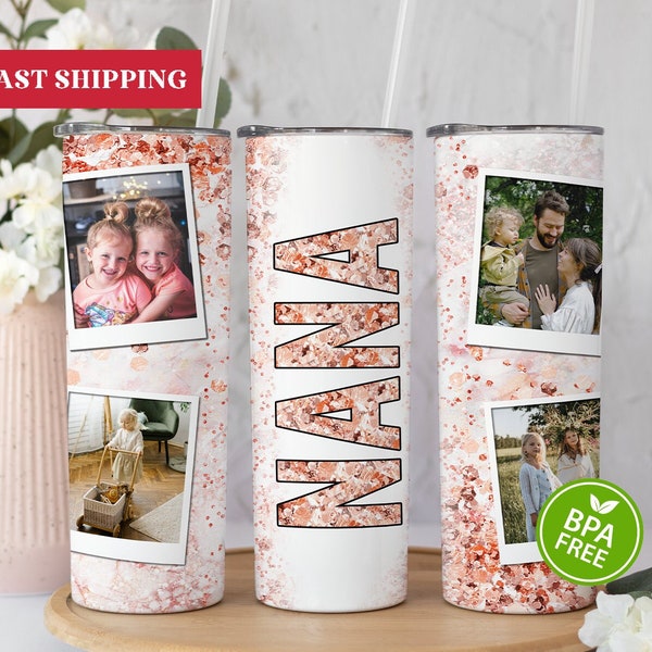 Nana Tumbler With Pictures, Nana Gifts, Nana Cup With Photos, Nana Gift From Grandkids, Nana Tumbler Personalized