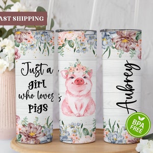 Just A Girl Who Loves Pigs Tumbler, Personalized Pig Tumbler, Pig Lover Gift, Pig Farm Girl Tumbler, Pig Gifts For Girls, Custom Pig Tumbler