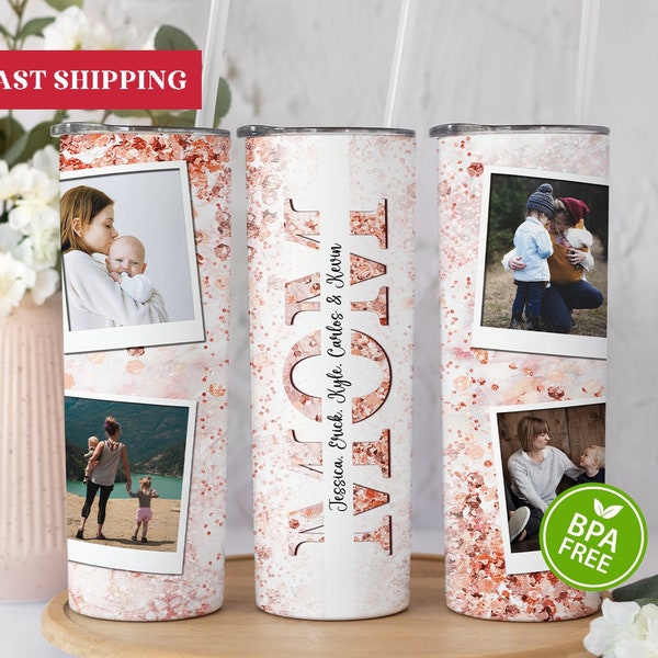 Personalized Mom Tumbler, Mom Mothers Day Gifts, Mom Tumbler With Pictures, Mom Gifts For Women, Mom Tumbler With Kids Names, Mom Tumbler