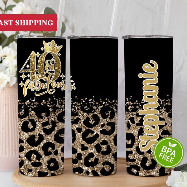 Forty And Fabulous Tumbler, 40th Birthday Gifts For Women, 40th Birthday Tumbler Cup With Straw, 40th Milestone Tumbler, 40 and Fabulous Cup