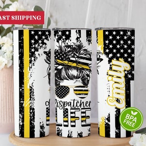 Personalized Dispatcher Tumbler, Dispatcher Gifts, 911 Dispatcher Life Tumbler With Straw, 911 Dispatcher Gifts For Women
