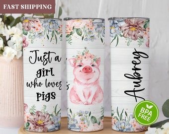 Just A Girl Who Loves Pigs Tumbler, Personalized Pig Tumbler, Pig Lover Gift, Pig Farm Girl Tumbler, Pig Gifts For Girls, Custom Pig Tumbler