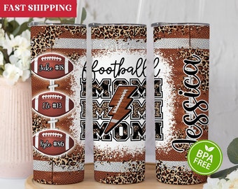 Football Mom Tumbler Personalized, Football Mom Gift, Football Mom Cup, Football Mom Tumbler With Straw, Football Mom Cup With Kids Names